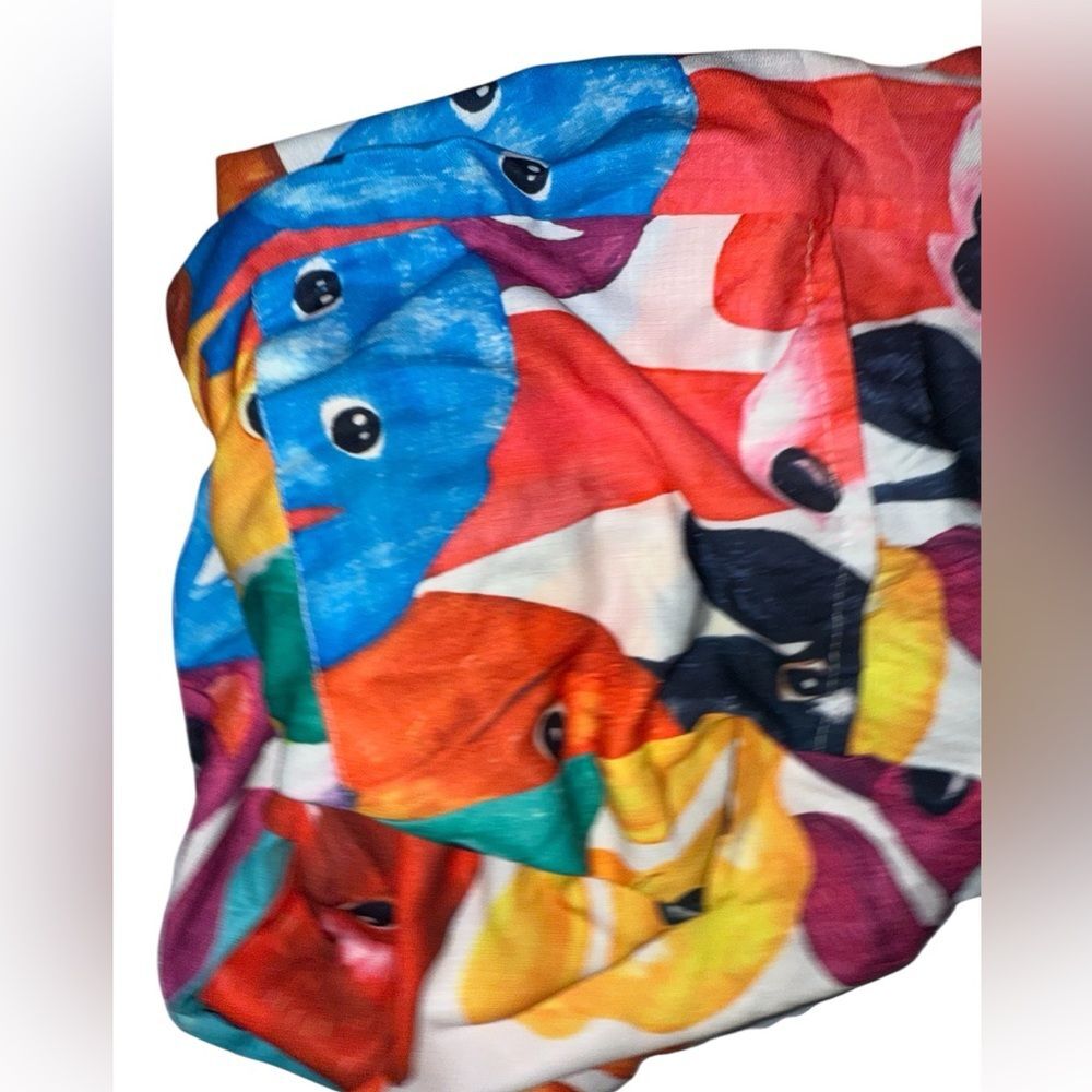 5X Colorful Dog Print Pants Stretch Waist Pockets Novelty Cute Fun Farmhouse - Picture 4 of 5